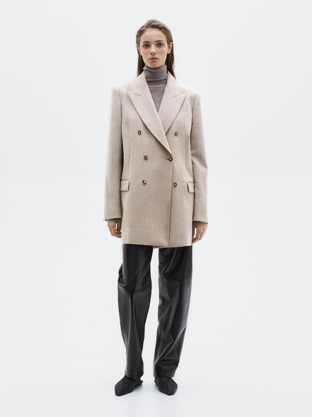 Long 100% wool double-breasted blazer - LIMITED