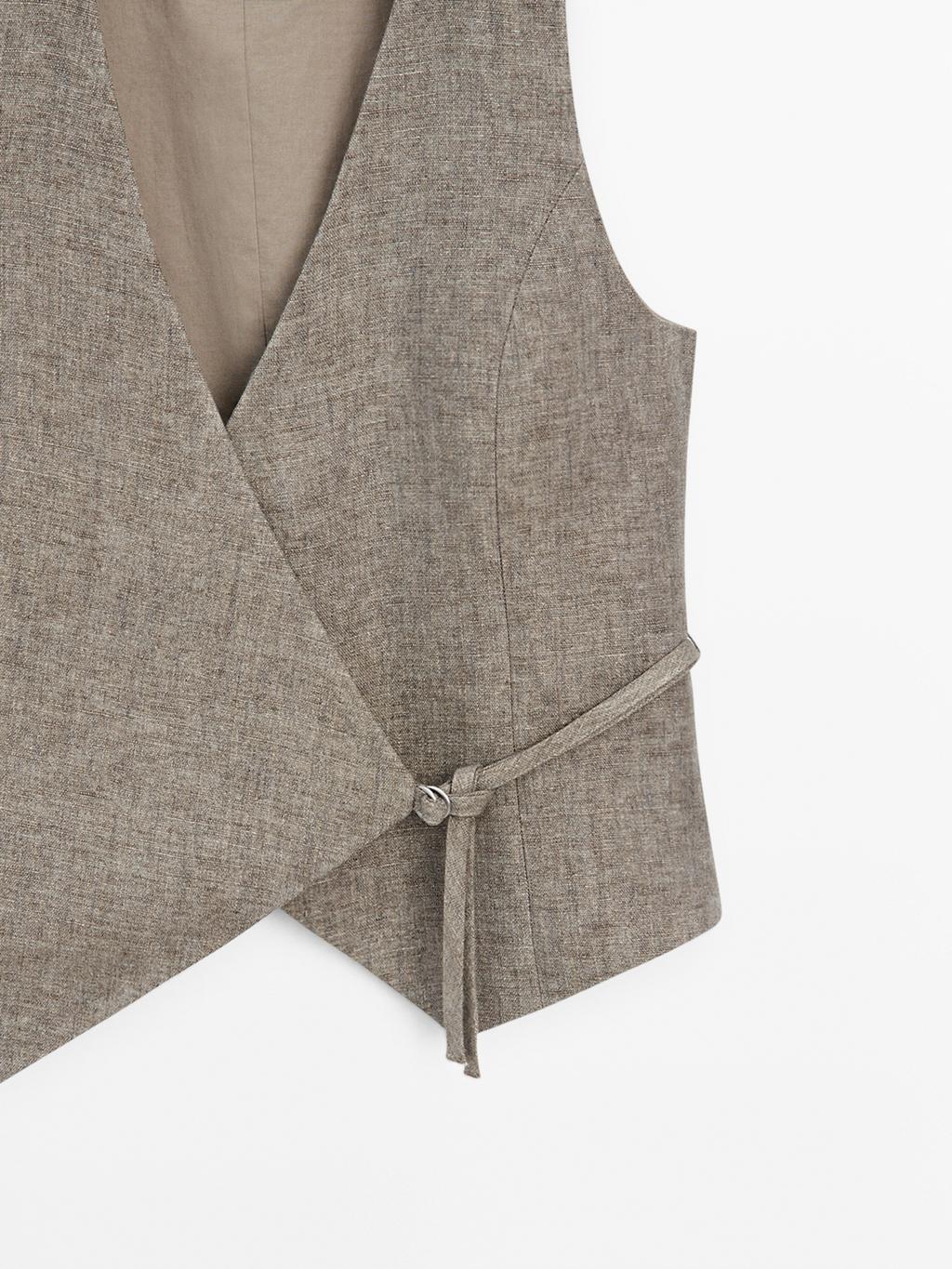 100% linen short double-breasted waistcoat