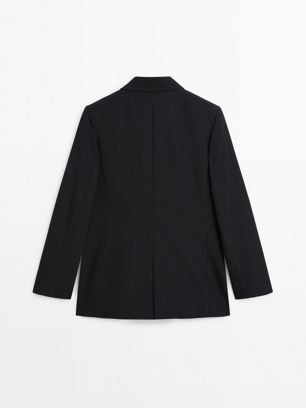 Wool blend blazer with gold buttons