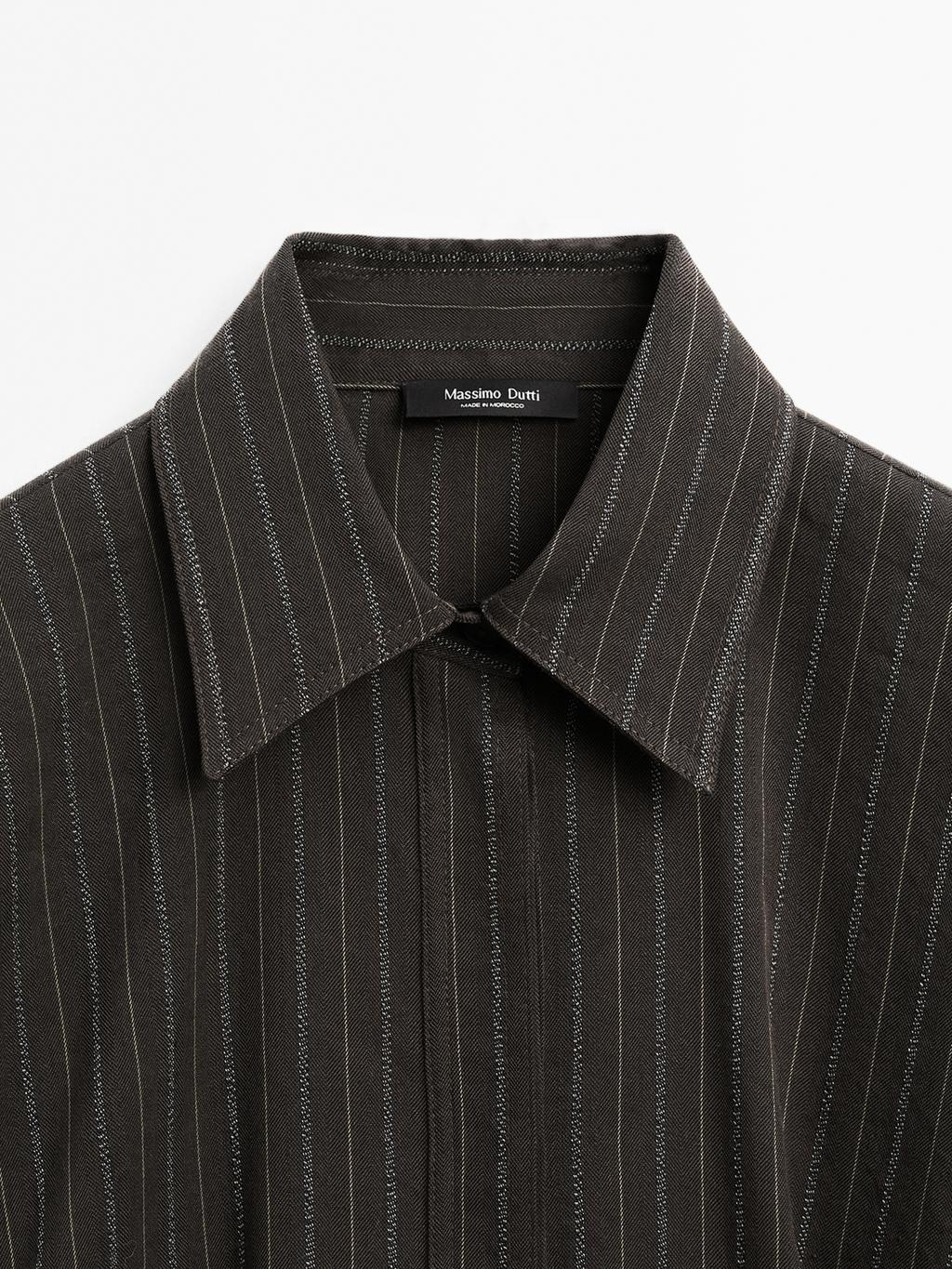 Striped overshirt with buckles