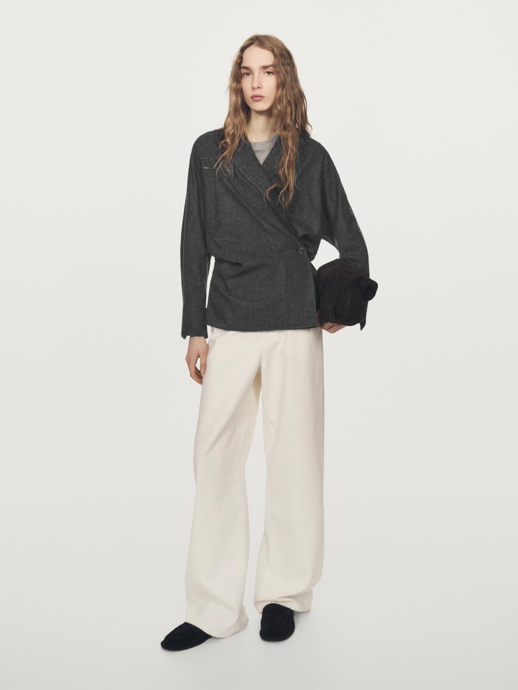 Textured 100% wool overshirt