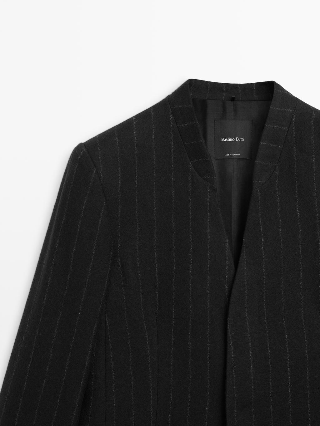 Pinstripe lapelless blazer