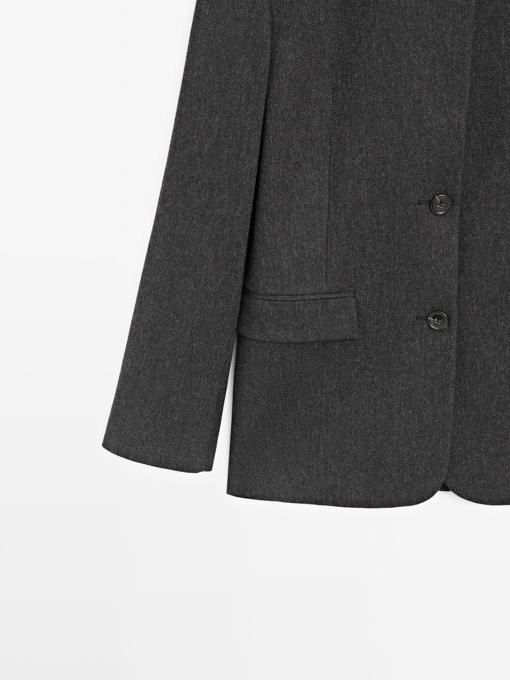 Wool blend three-button blazer