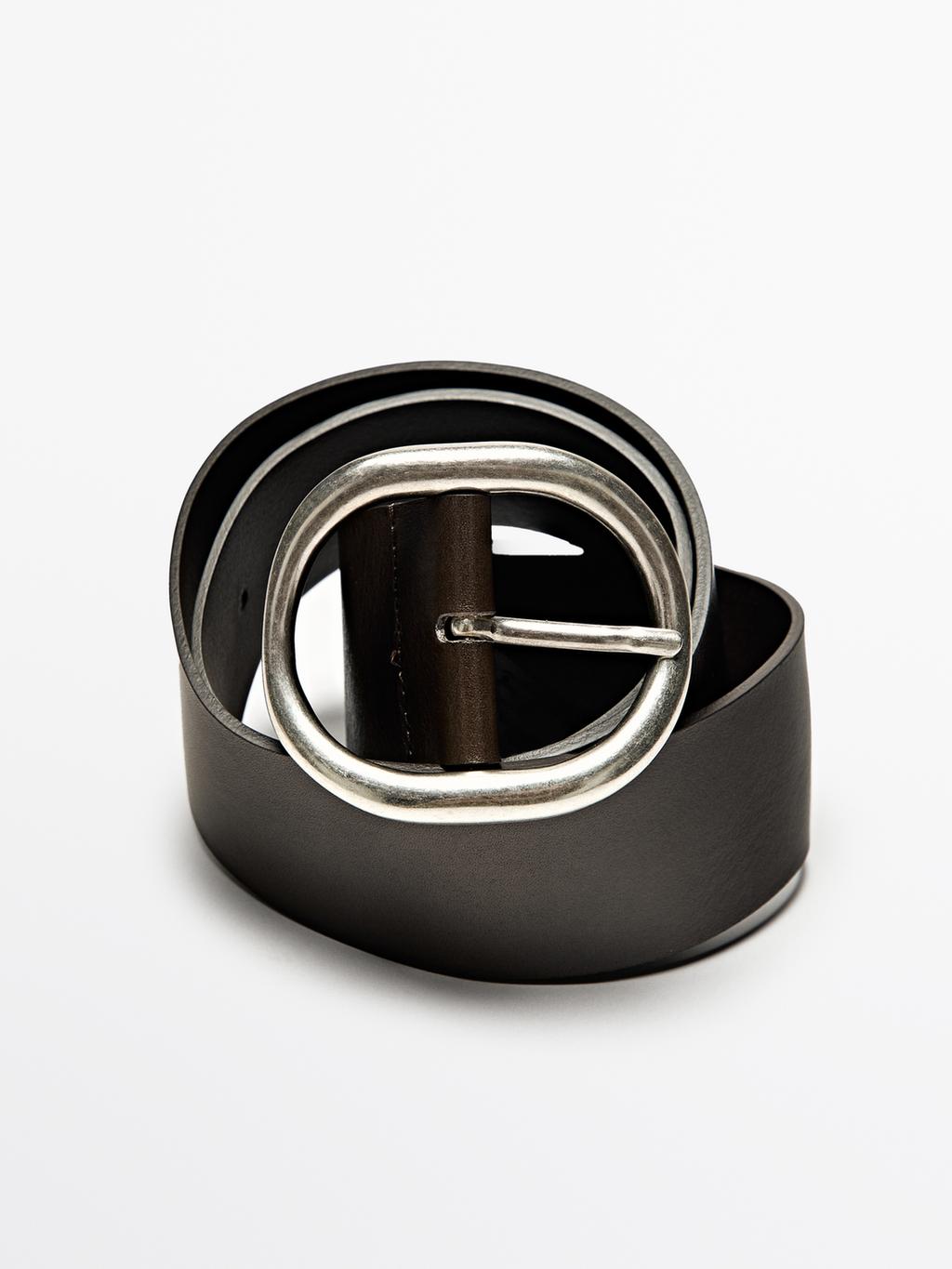 Wide nappa leather belt