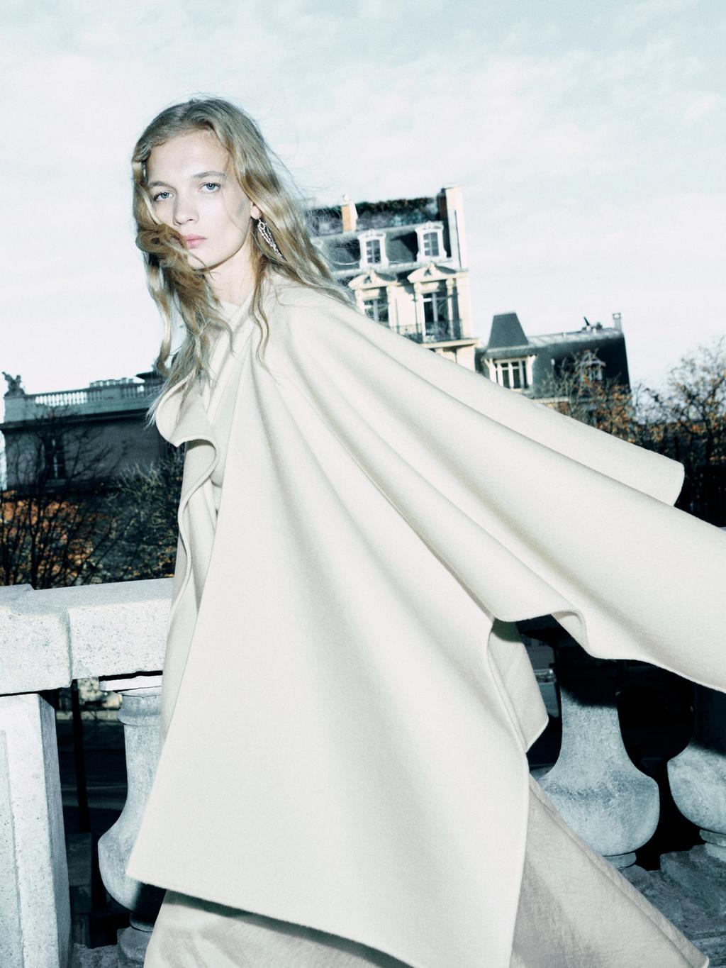 Wool blend felt texture cape