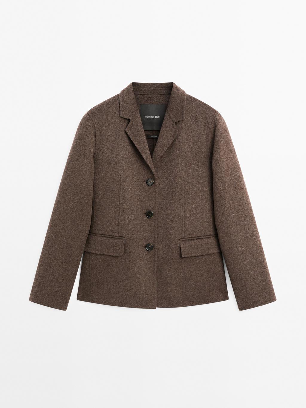 Wool blend blazer with tailored collar