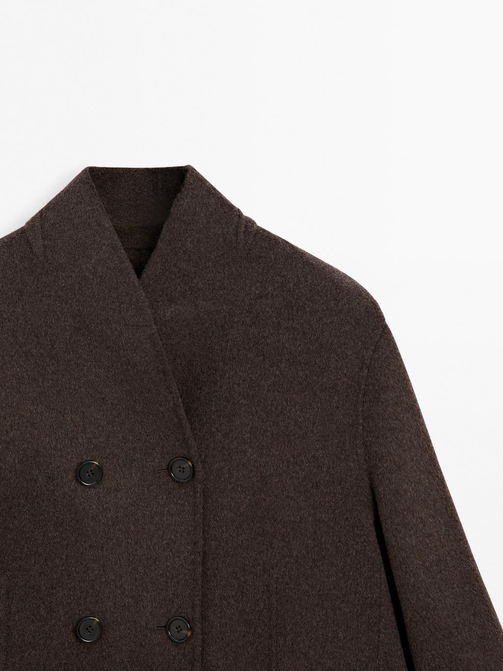 Wool blend coat with tuxedo collar