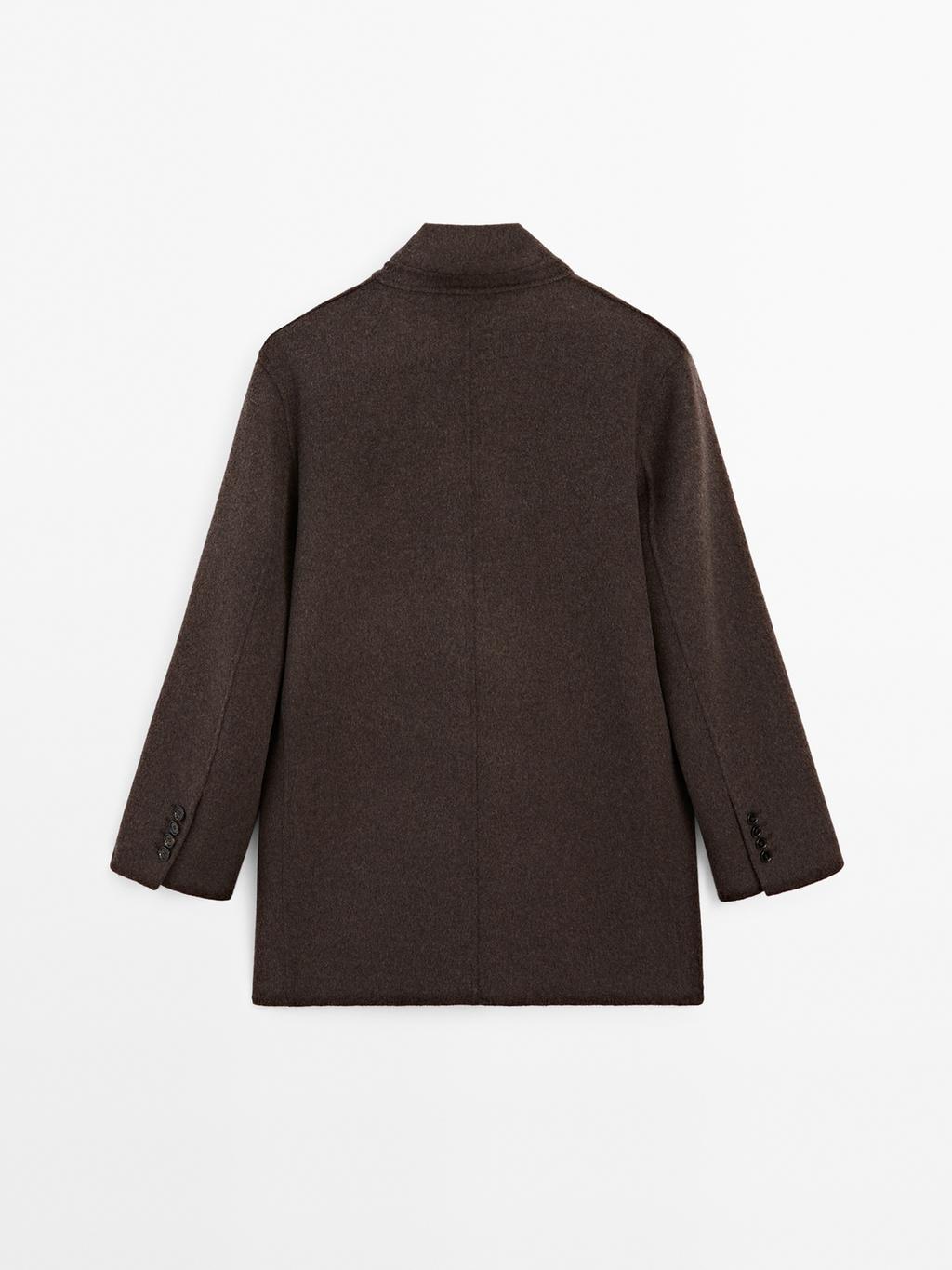 Wool blend coat with tuxedo collar