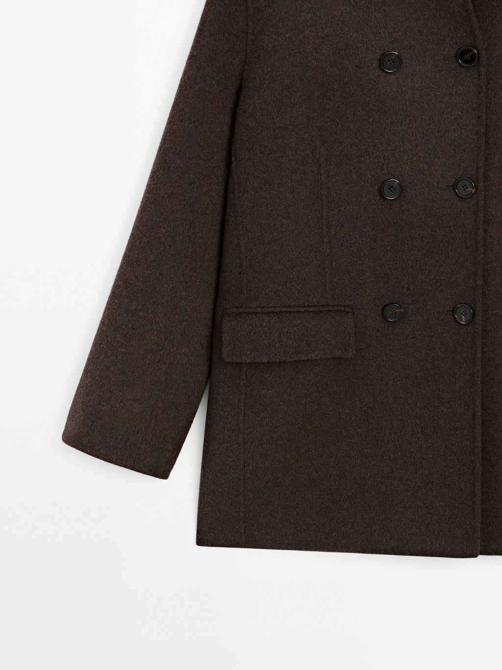 Wool blend coat with tuxedo collar