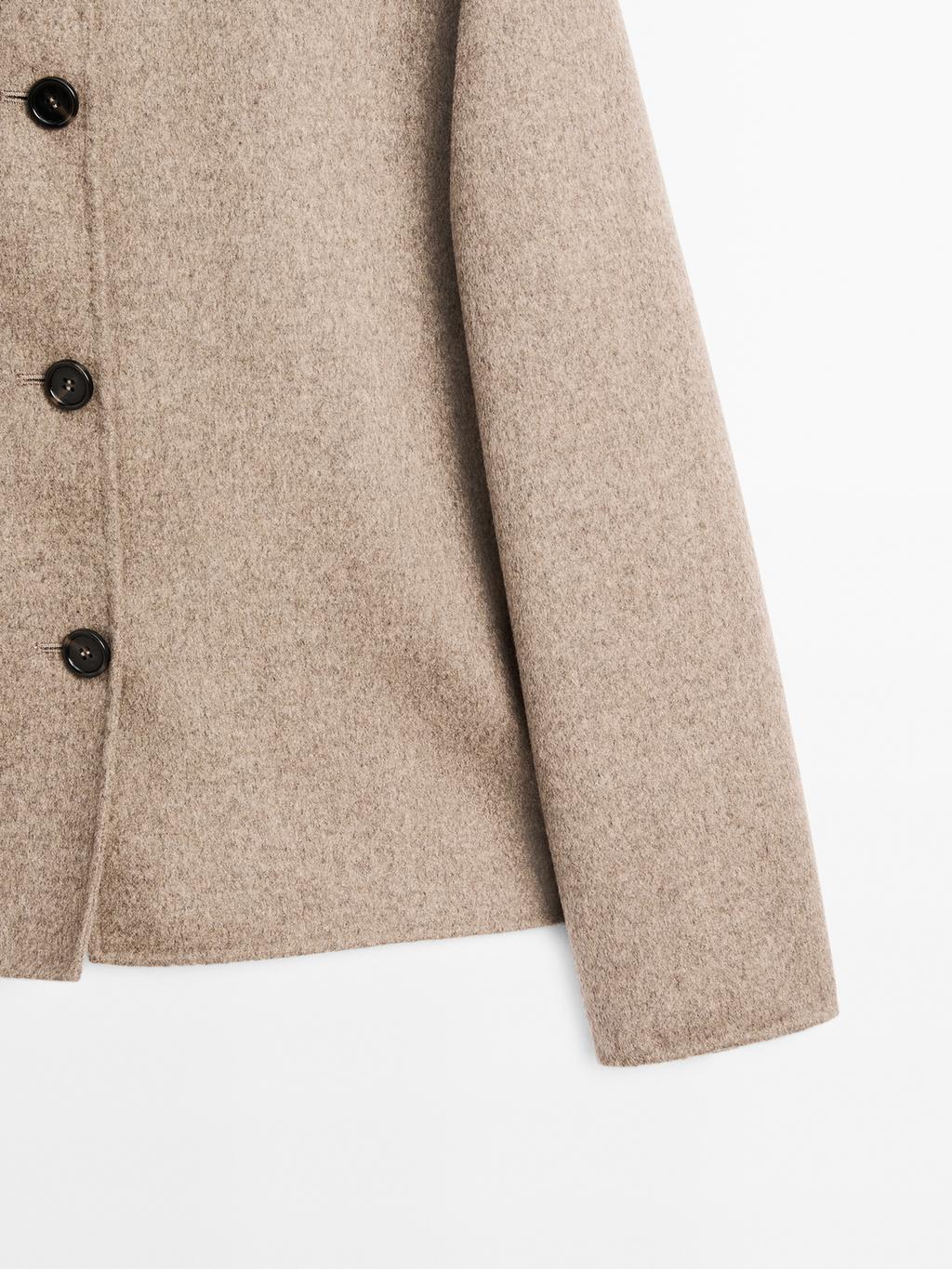 Short wool blend coat with buttons