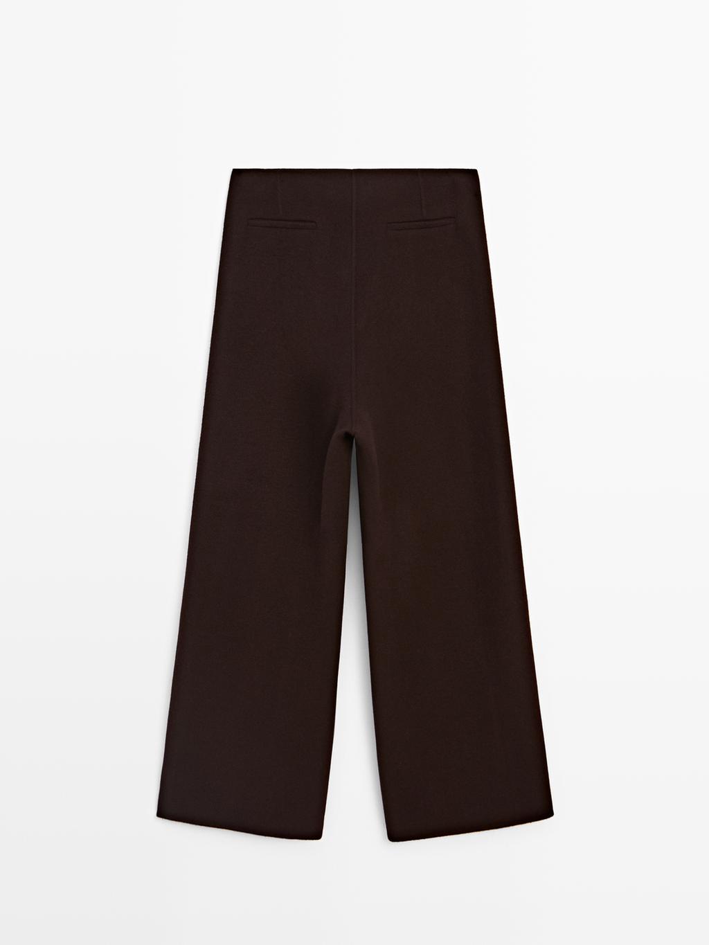 Wool blend straight-leg trousers