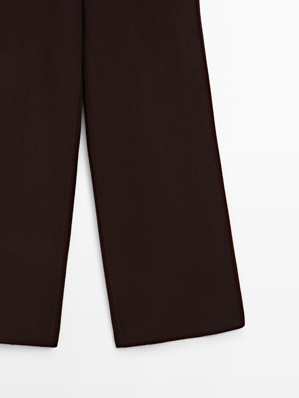 Wool blend straight-leg trousers