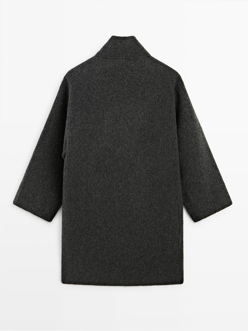 Wool blend cape coat with high neck