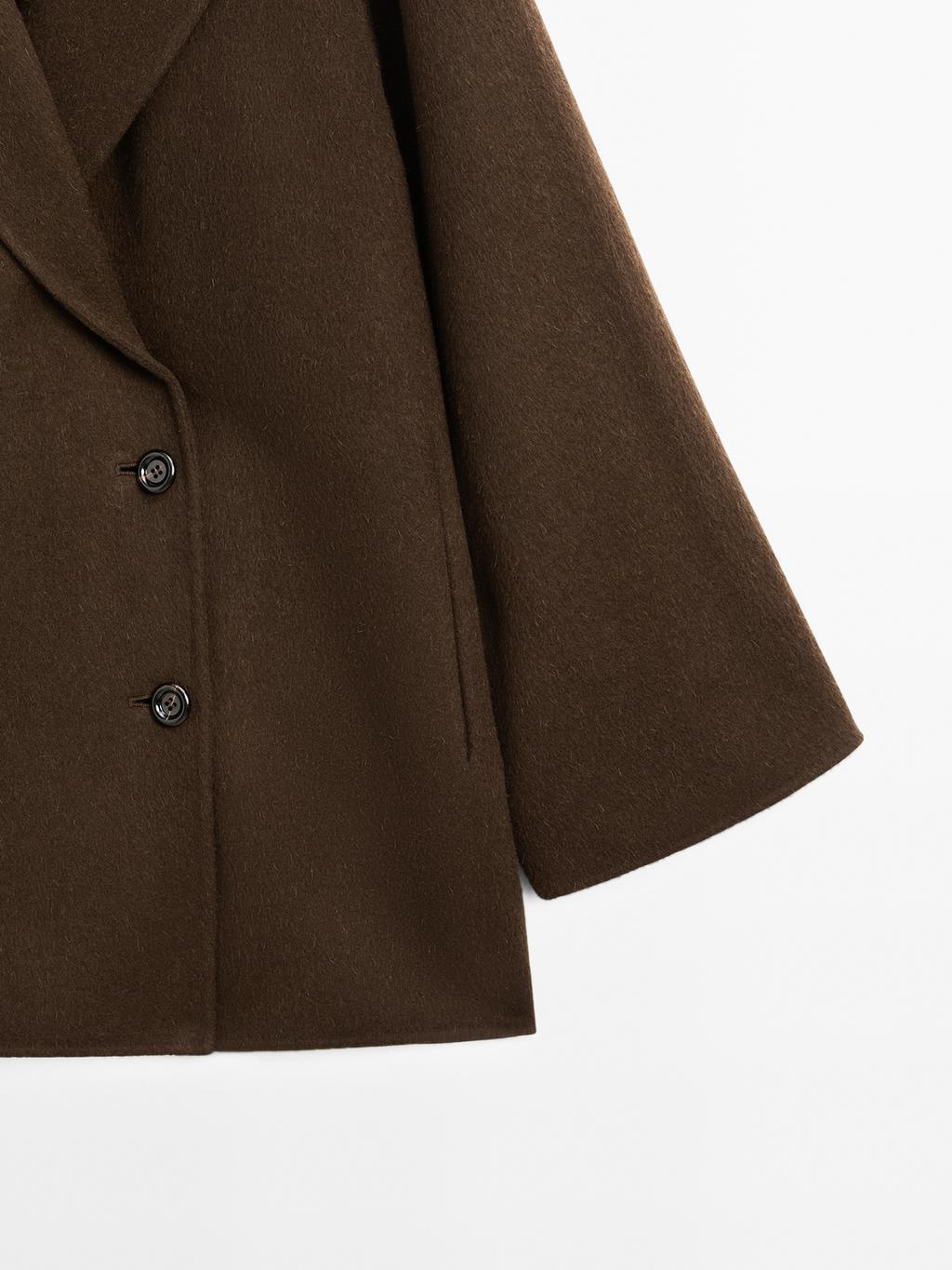 Wool blend double-breasted coat with tuxedo collar