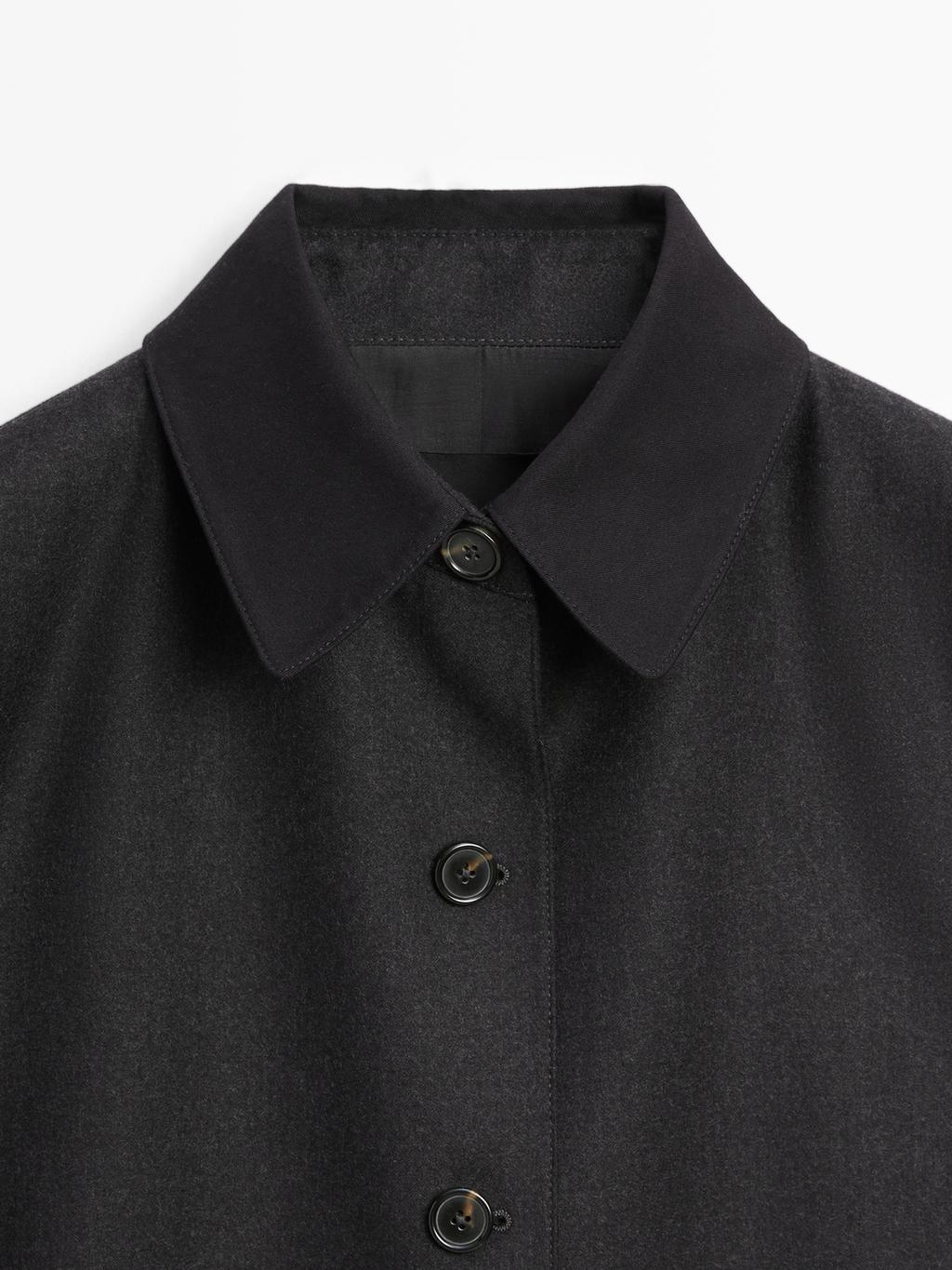 Contrast collar short coat