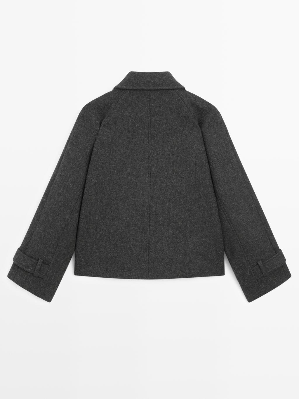 Short wool blend raglan sleeve coat