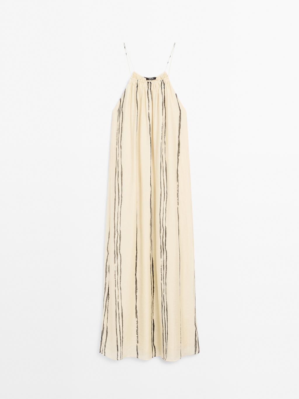 Flowing stripe print midi dress