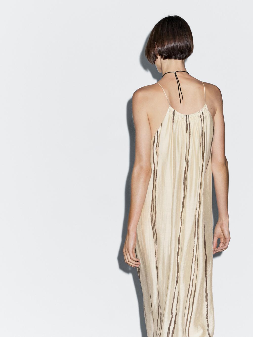 Flowing stripe print midi dress