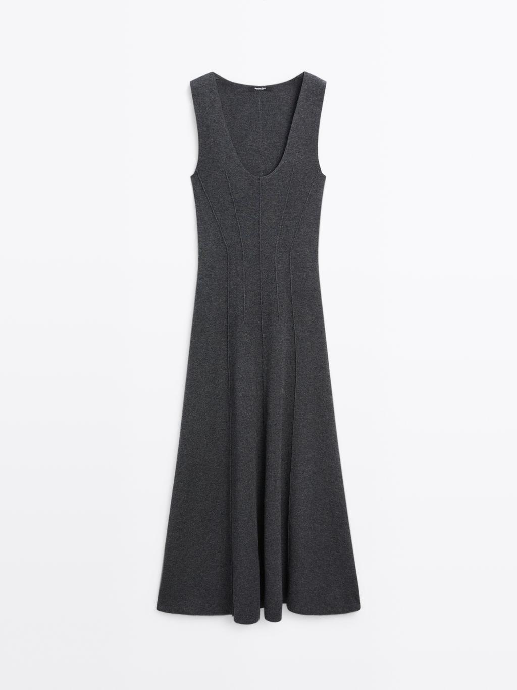Long A-line knit dress