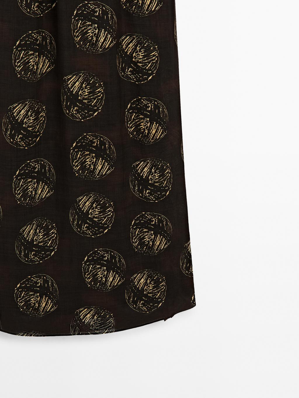 Ramie blend long print dress