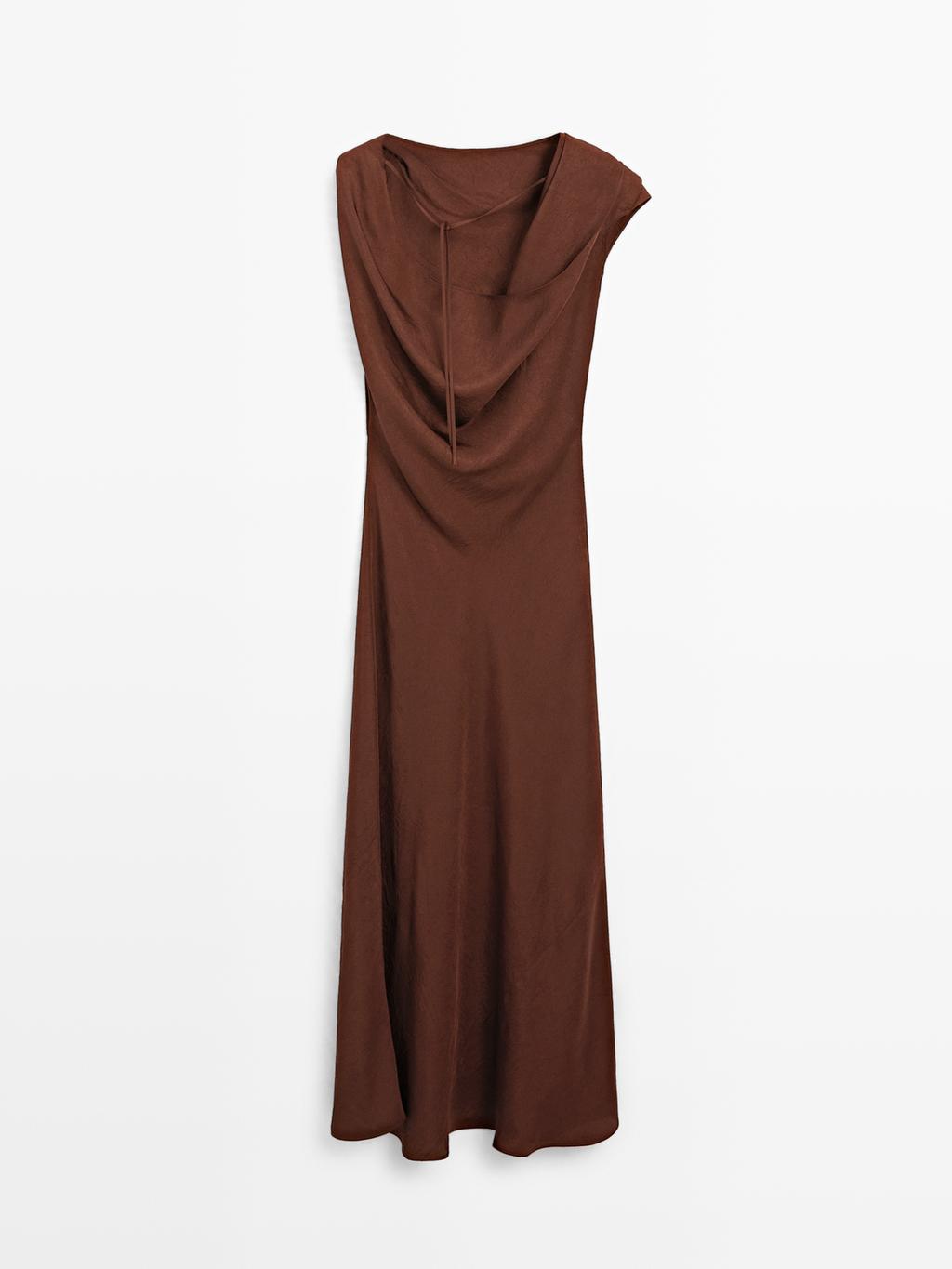 Long satin dress with open back