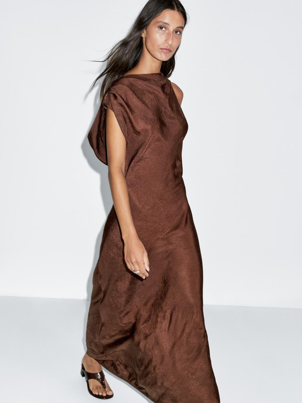 Long satin dress with open back