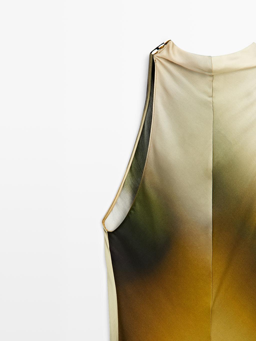 Long printed halterneck dress