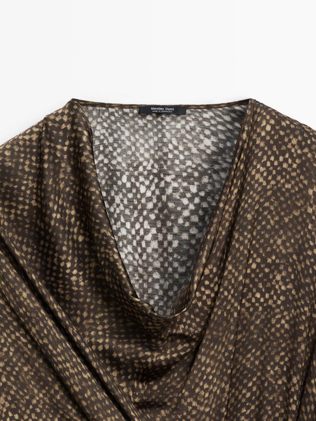 Long flowing printed dress with knot detail