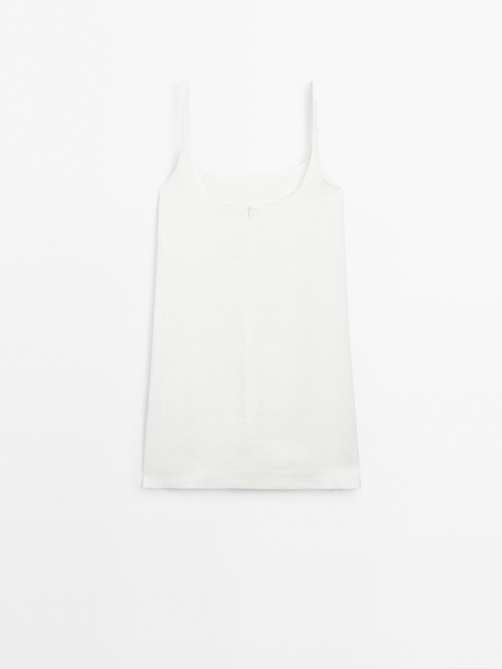 Strappy linen blend mini dress