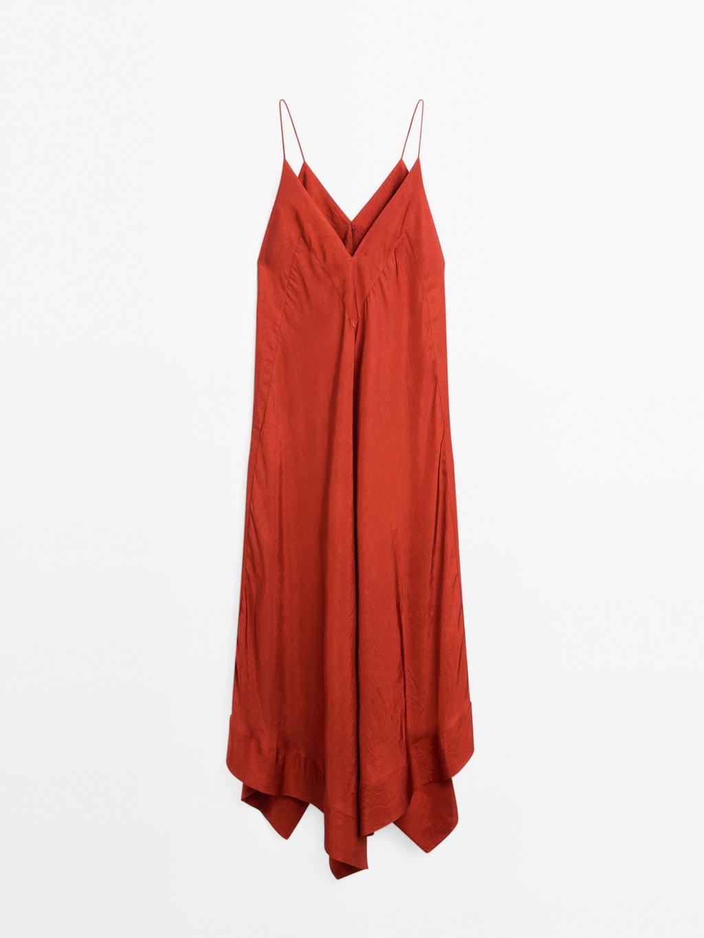 Flowing midi dress with ruffles