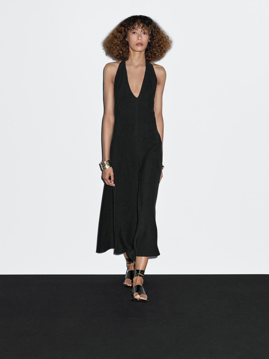 Halter midi dress with low-cut back