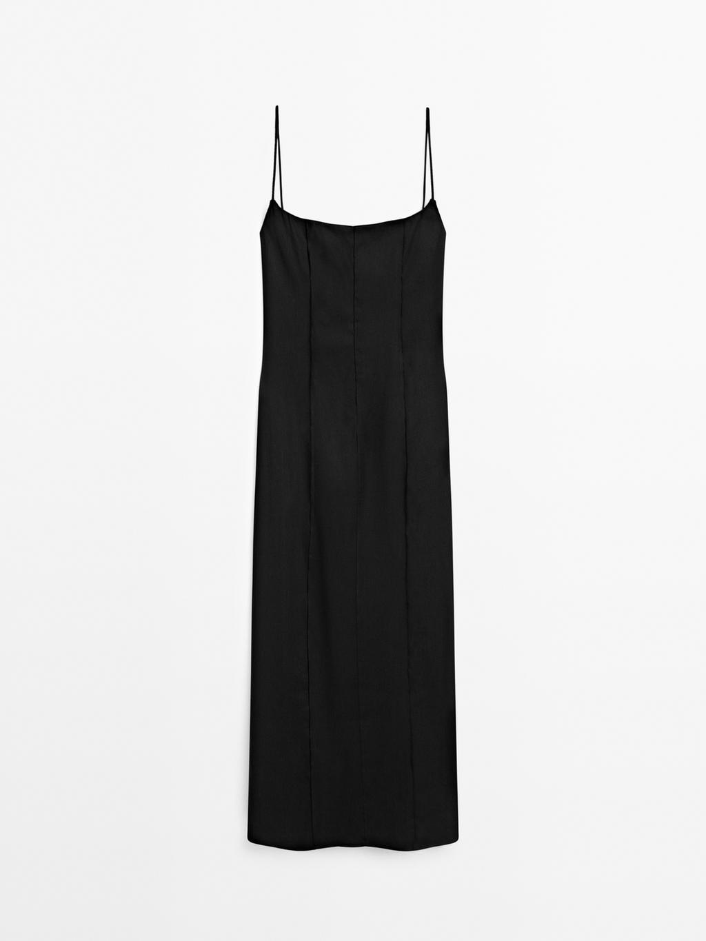 Strappy linen midi dress