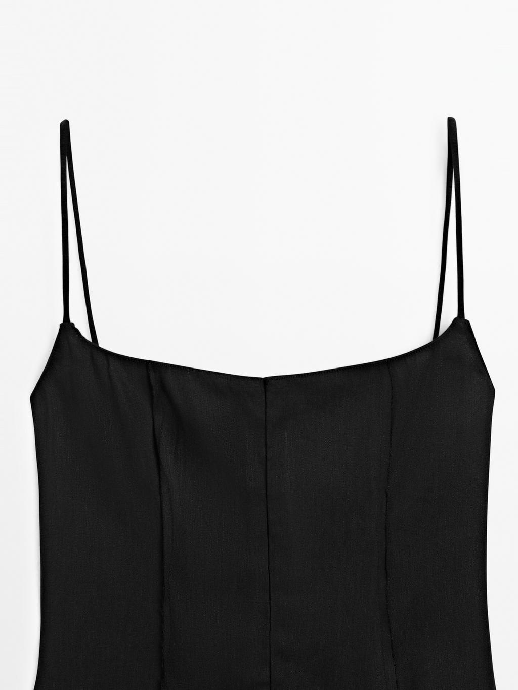 Strappy linen midi dress