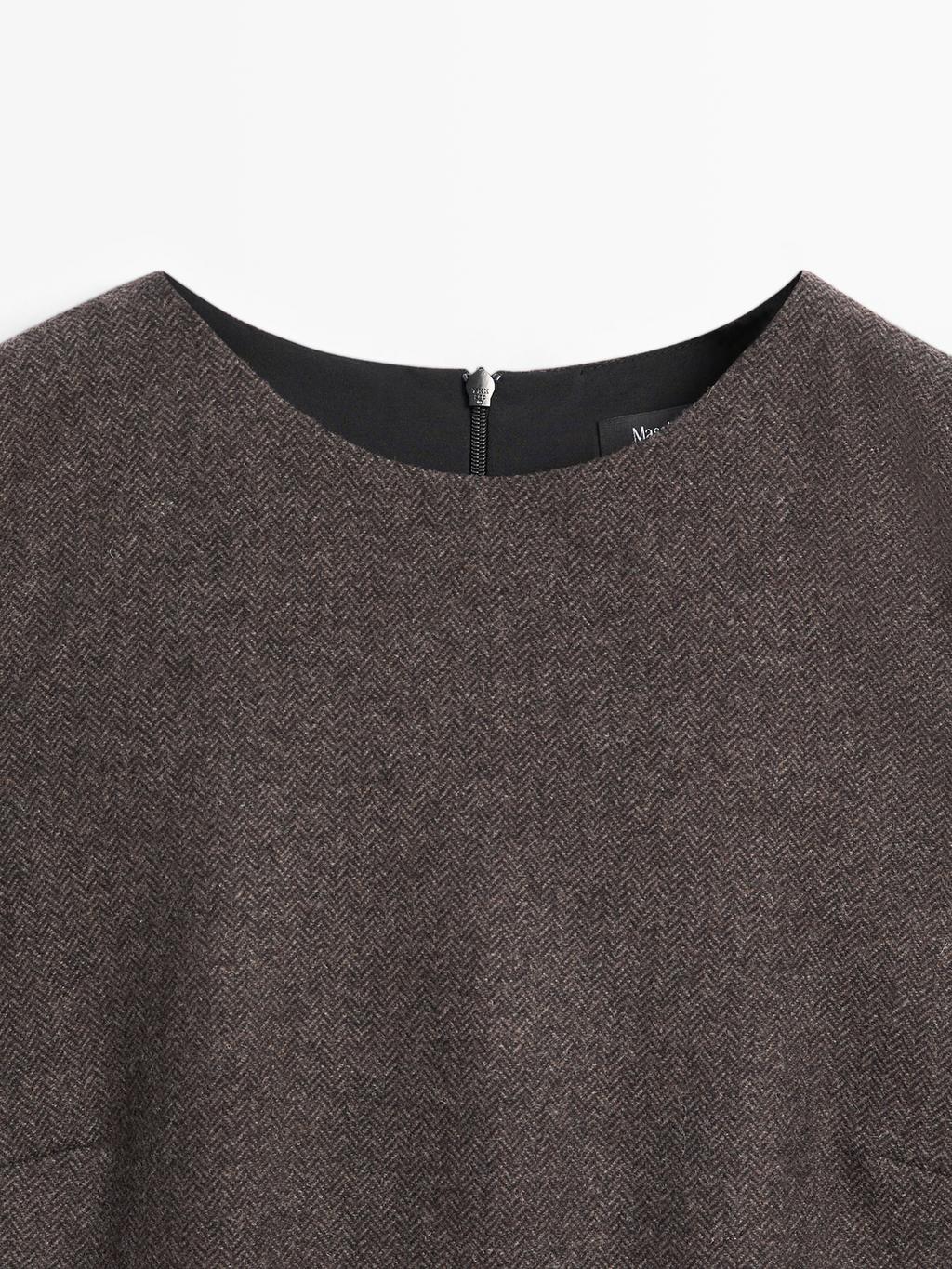 Herringbone mini dress with pockets