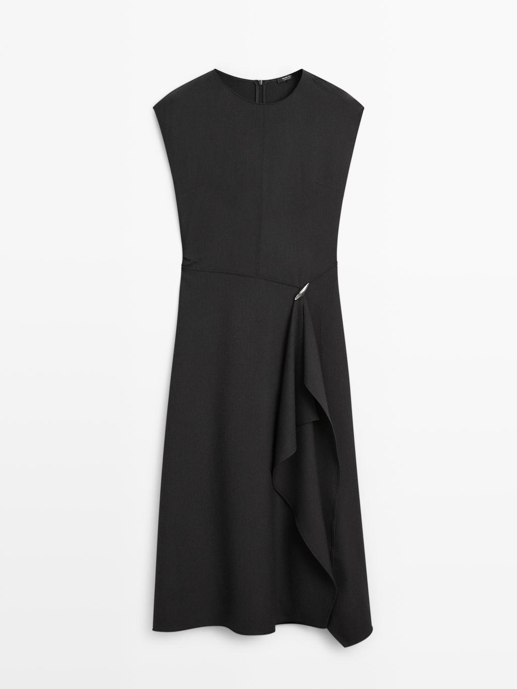 Midi dress with brooch detail