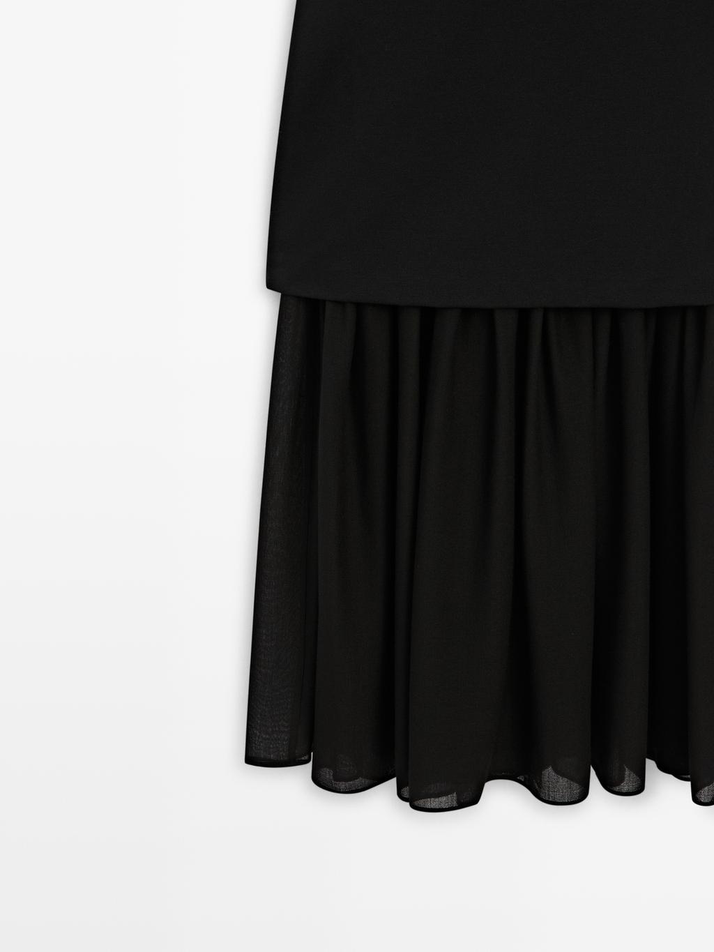 Contrast semi-sheer midi dress