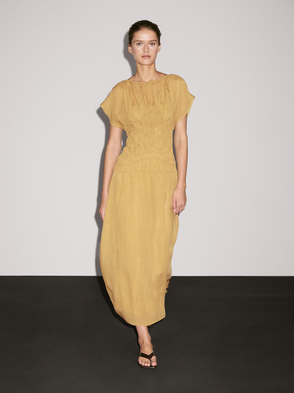 Midi dress with embroidered detail