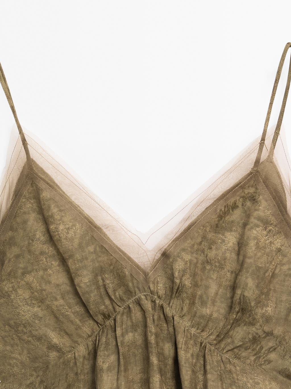 Midi slip dress with sheer detail