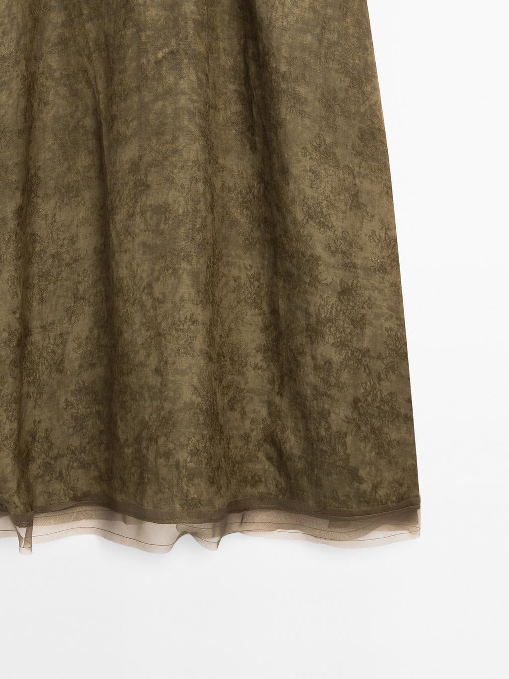 Midi slip dress with sheer detail