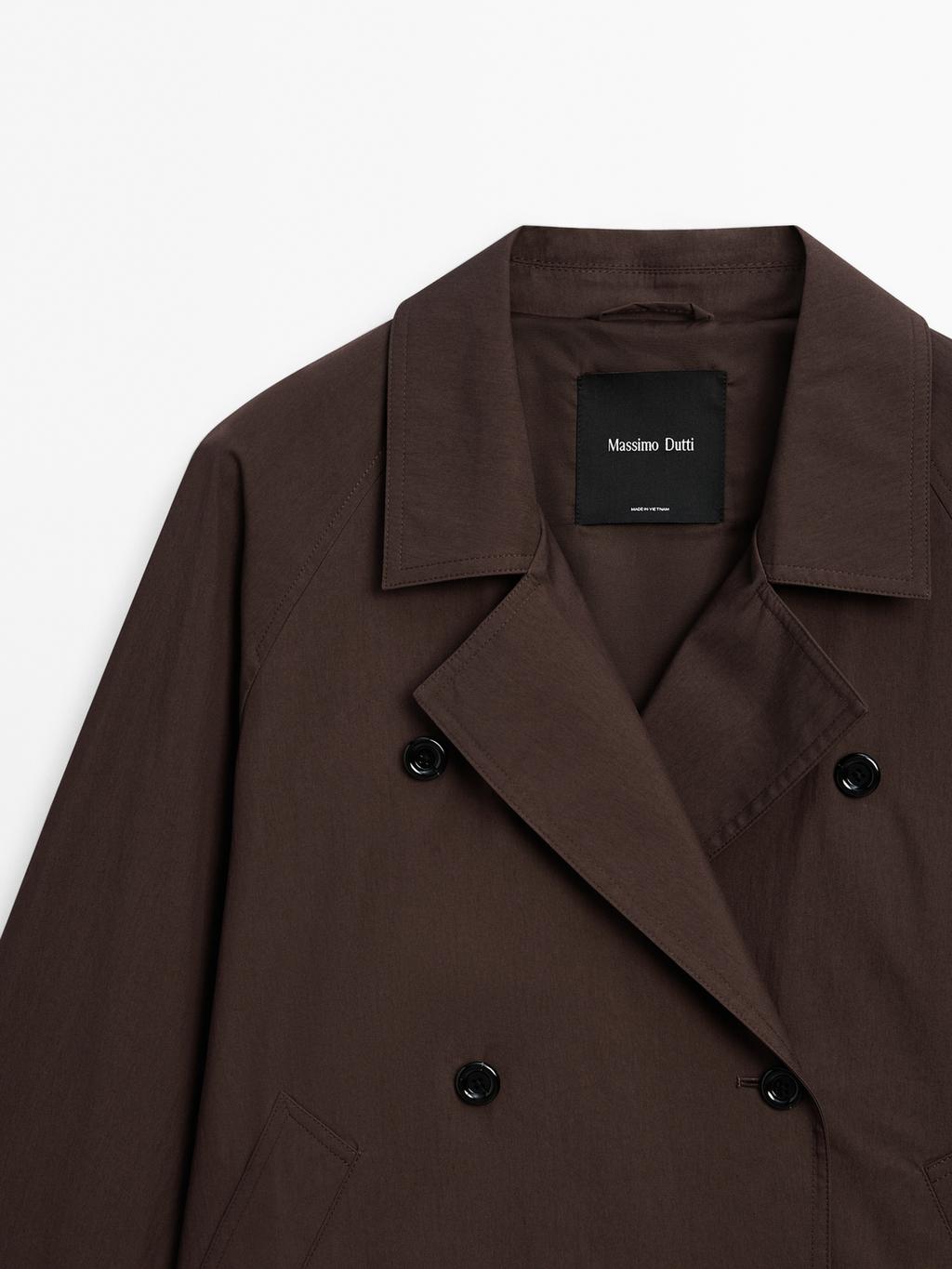 Cotton blend trench coat with back detail