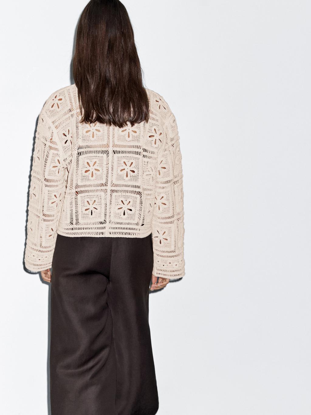 Embellished crochet cardigan