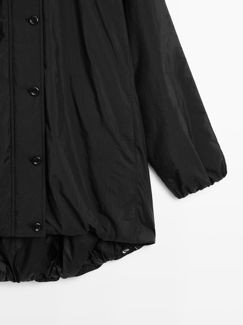 Water-repellent padded parka with high neck