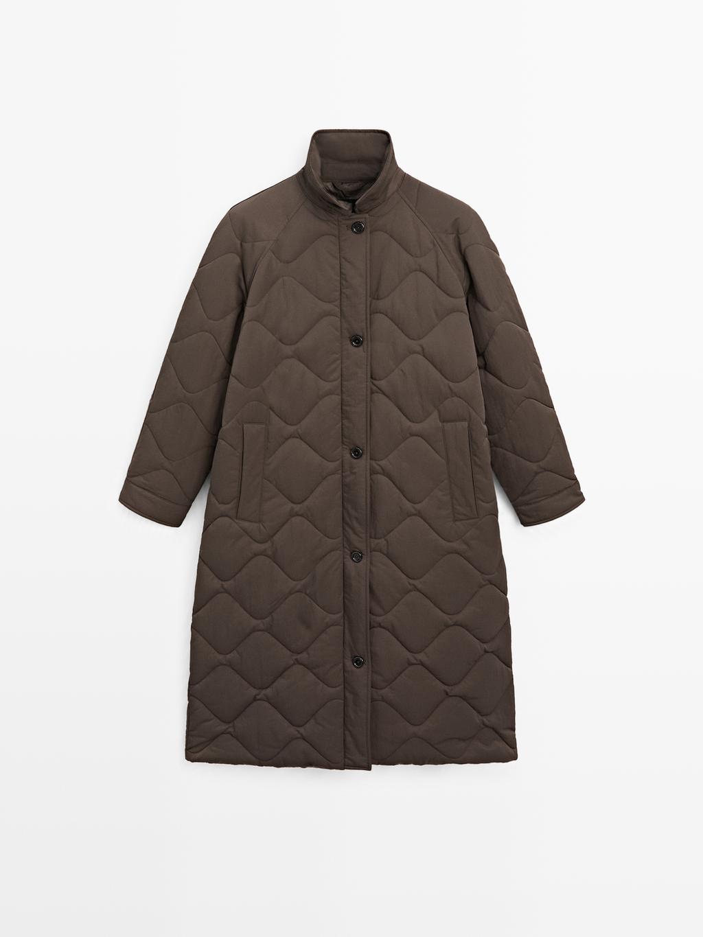 Long water-repellent puffer jacket