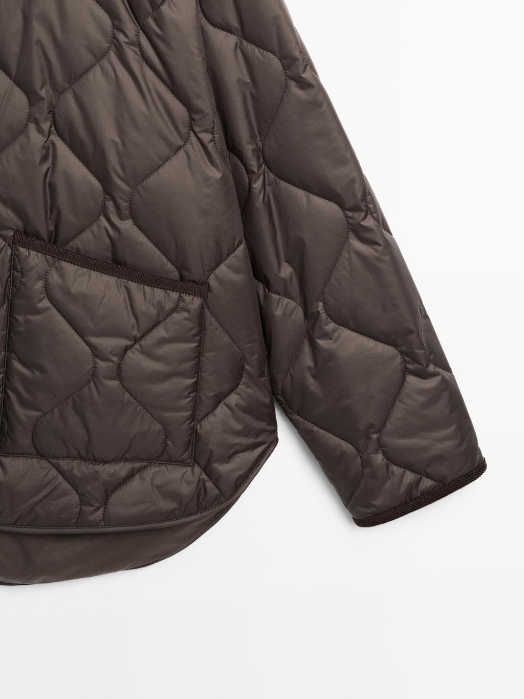 Water-repellent puffer jacket with corduroy detail