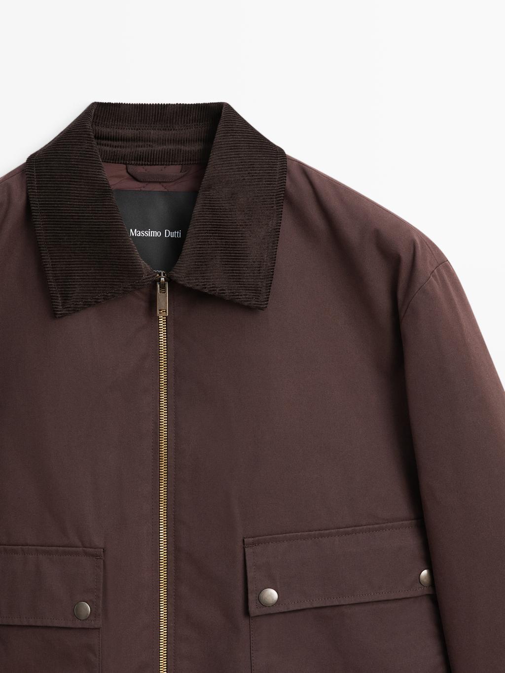 Short jacket with corduroy collar detail