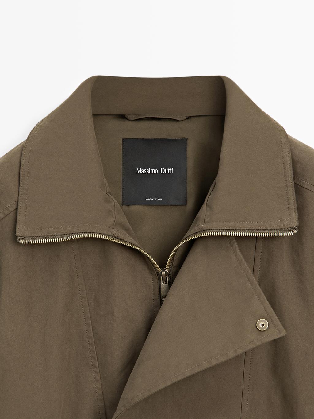 Cotton blend jacket with belt detail