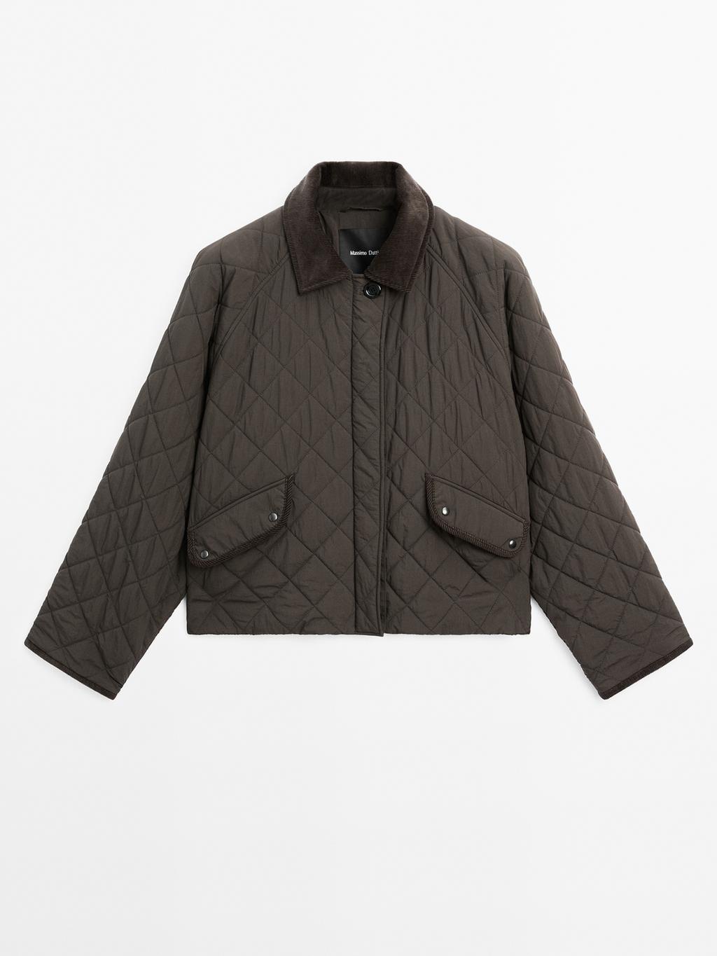 Short water-repellent jacket with corduroy detail