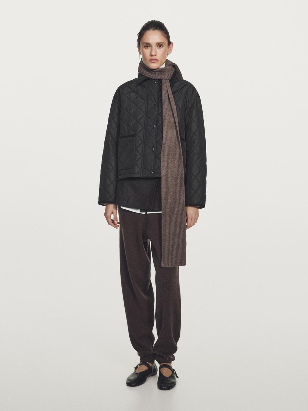 Short lightweight water-repellent puffer jacket with corduroy detail