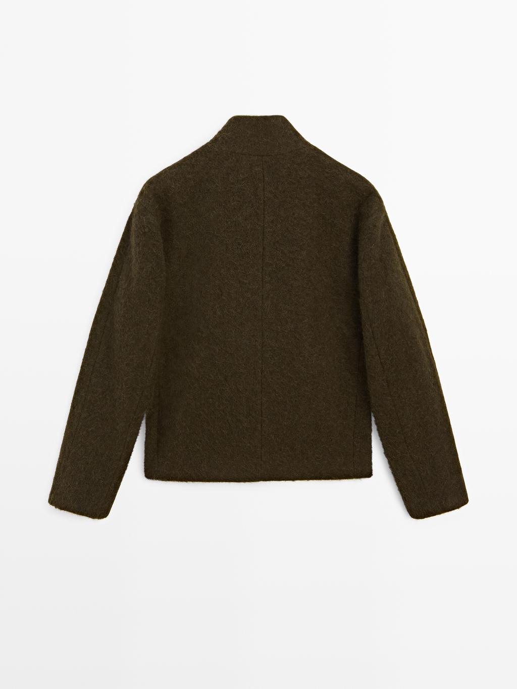 Short alpaca and wool blend cardigan