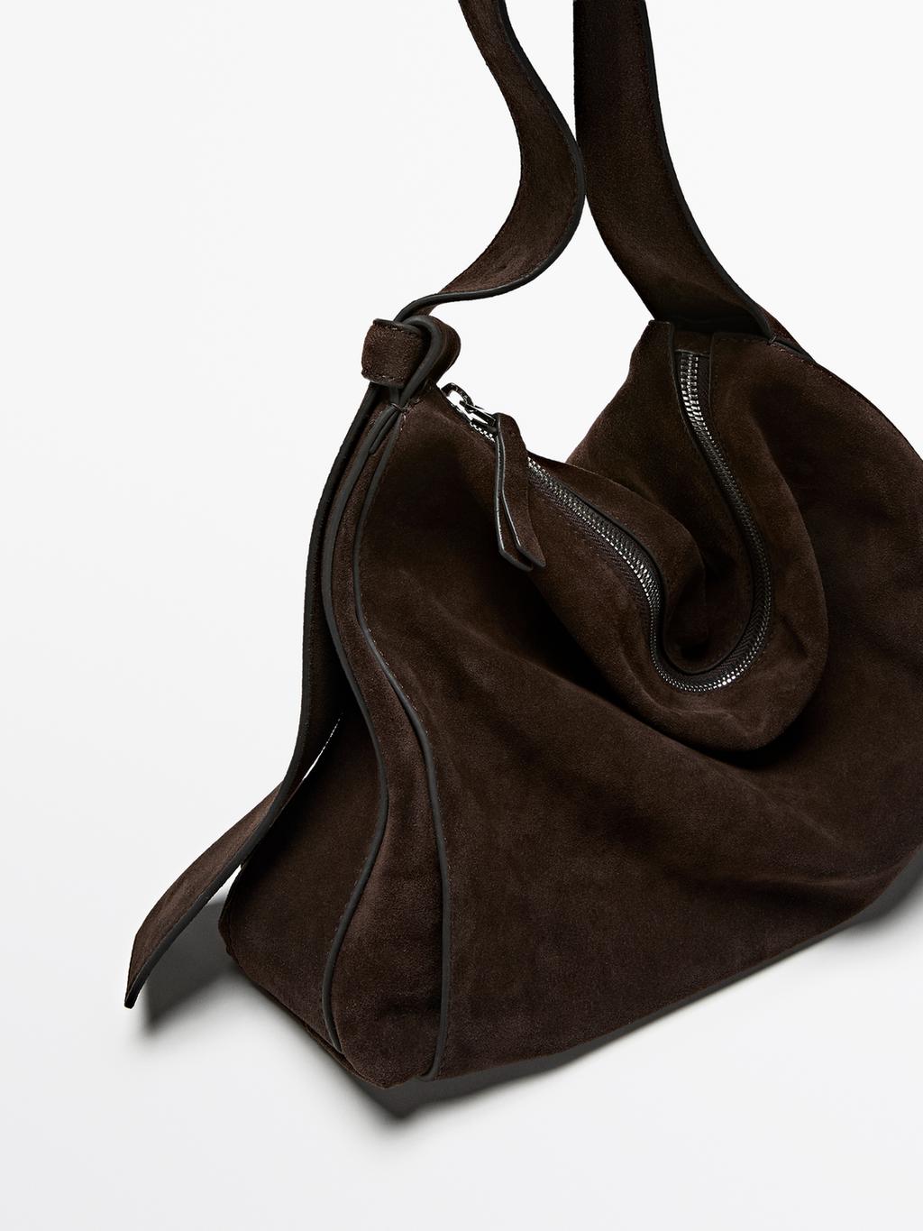 Large split leather shoulder bag